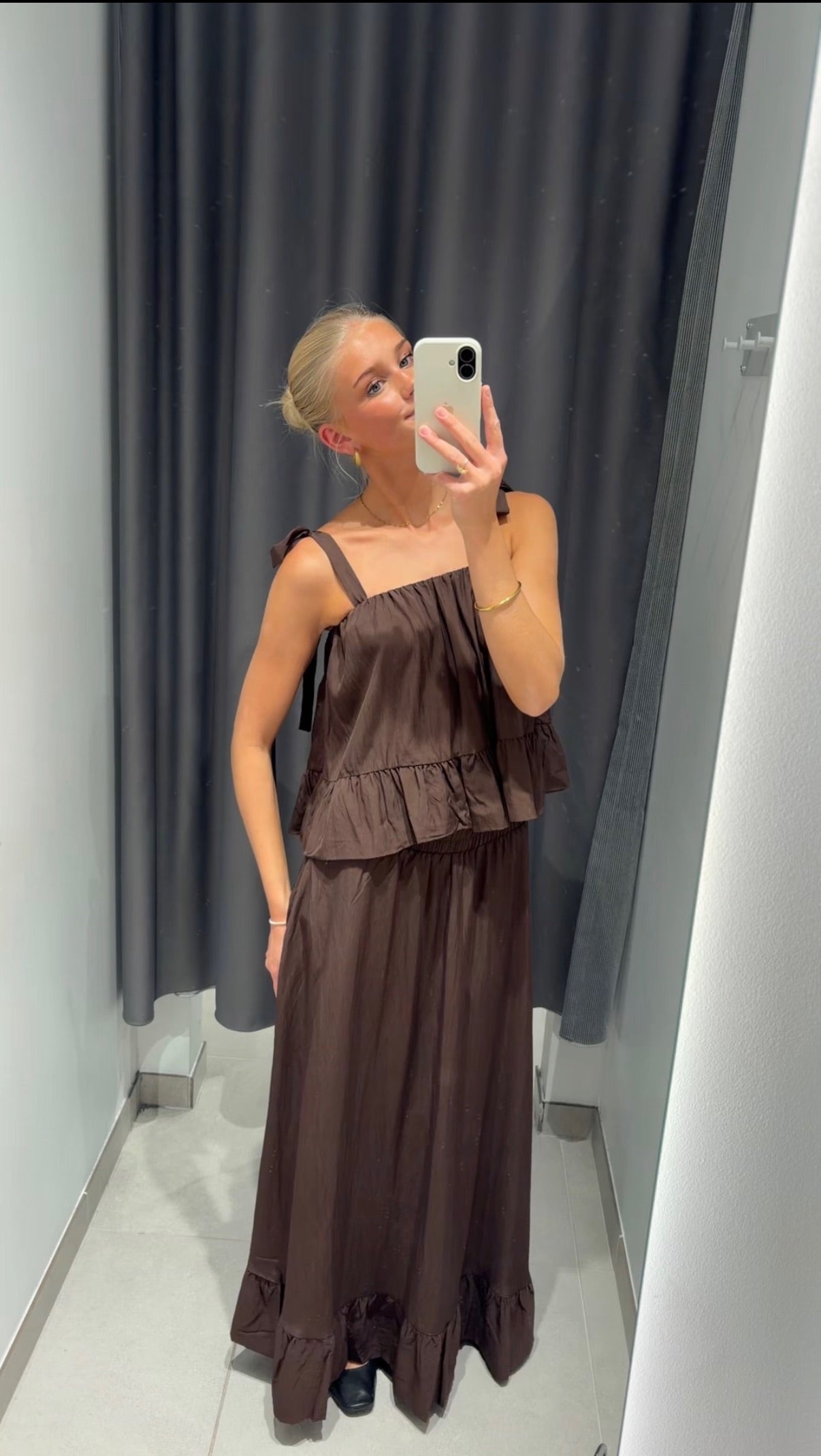 PCJULIA Long Skirt - Hot Fudge